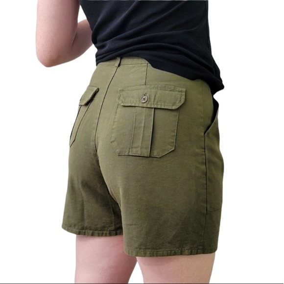 HIGH waisted 100% cotton cargo shorts vintage dead stock NWT - Picture 3 of 11